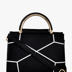 Vegan Leather Black Pentagon pattern Handbag